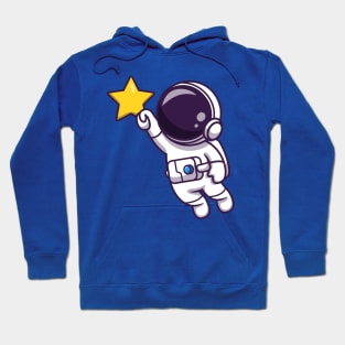 Astronaut Flying And Holding Star Cartoon Hoodie